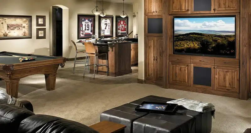 finished basement remodeling project transforming a basement into a comfortable living space in Milwaukee, WI