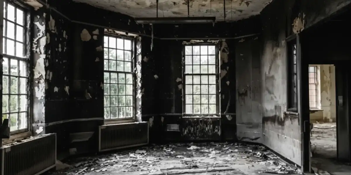 fire damage repair addressing severe interior damage and smoke residue inside a burned home in Milwaukee, WI