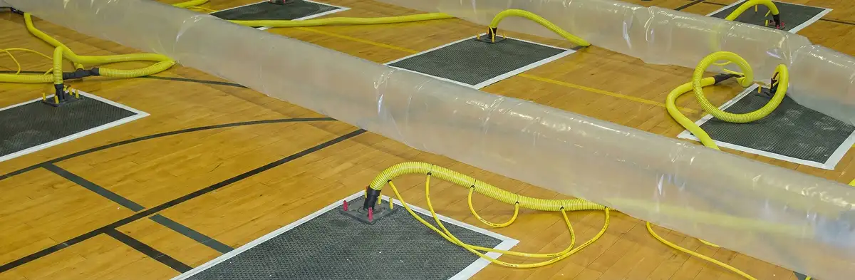 water clean up drying system set up to remove moisture and prevent further damage in Milwaukee, WI