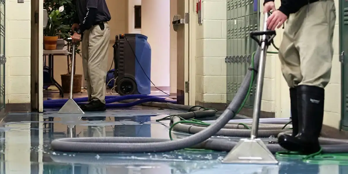 water damage restoration technicians performing professional water extraction inside a property in Milwaukee, WI